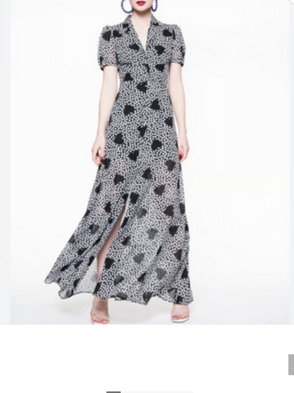Betsey Johnson Black & White Heart Print Maxi Dress SIze 8